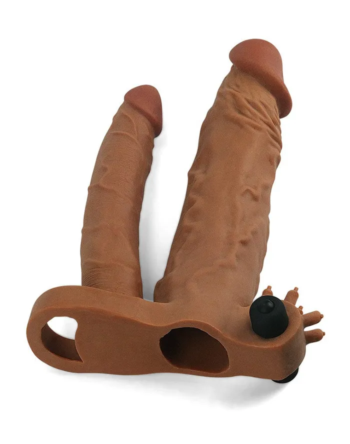 Male Sex Toys | Lovetoy Lovetoy - Pleasure X-tender Verlengende Vibrerende dubbele penis sleeve - Bruin