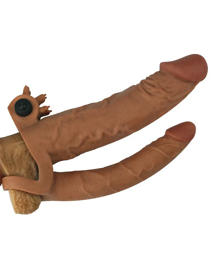 Male Sex Toys | Lovetoy Lovetoy - Pleasure X-tender Verlengende Vibrerende dubbele penis sleeve - Bruin