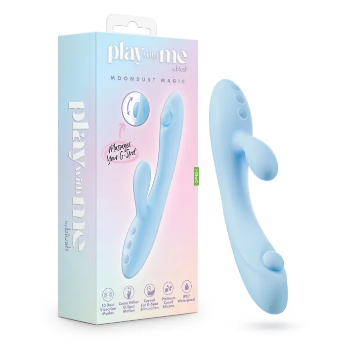 Blush Novelties Vibrators Play With Me Moondust Magic Blue 203 cm USB Rechargeable Rabbit Vibrator