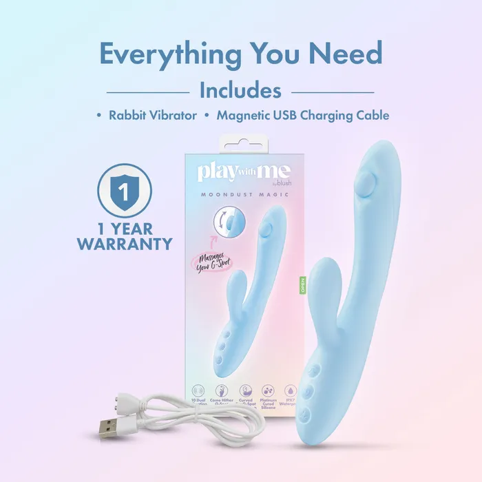 Blush Novelties Vibrators | Play With Me - Moondust Magic - Blue 20.3 cm USB Rechargeable Rabbit Vibrator