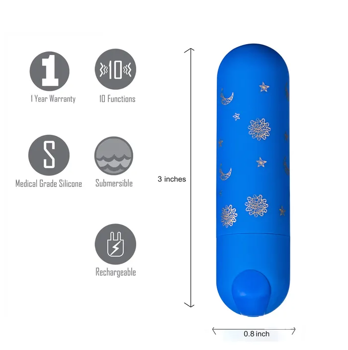 Luna Super Charged Mini Bullet Vibrator - Blue | Maia Toys Female Sex Toys