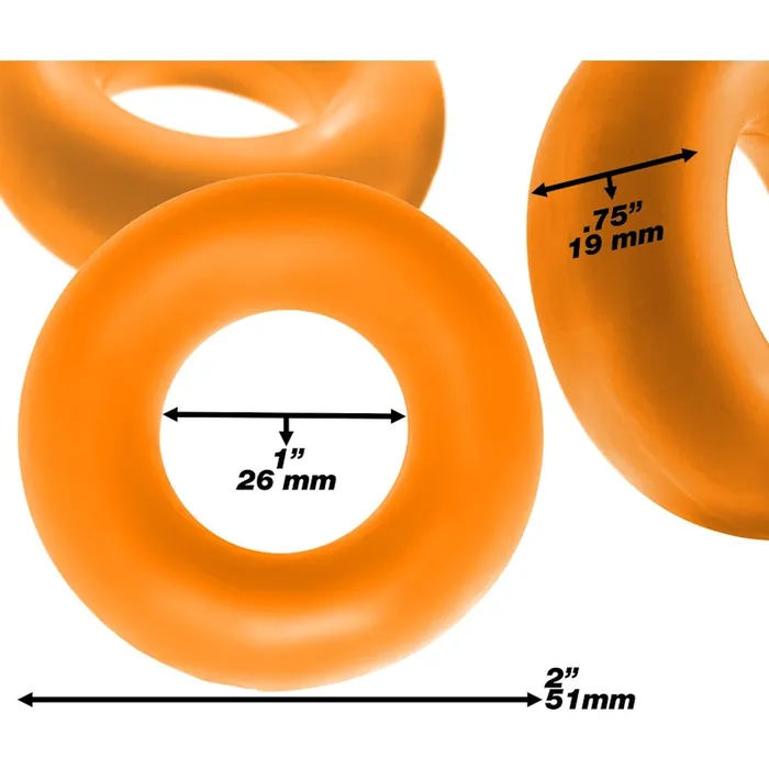 OxBalls Fat Willy 3 Pc Jumbo Cockrings Orange | Vibrators