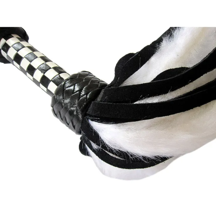 Ruff Doggie Styles Anal | Suede and Fluff MINI Flogger - 18" - White/Black