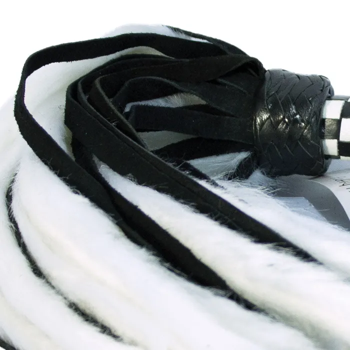 Ruff Doggie Styles Anal | Suede and Fluff MINI Flogger - 18" - White/Black