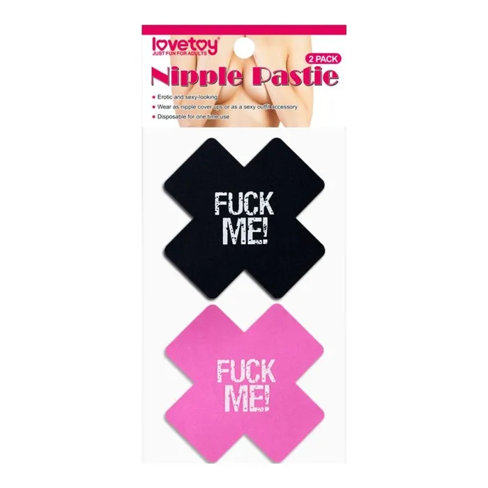 Vibrators FUCK ME Cross Pattern Nipple Pasties Twin Pk Lovetoy