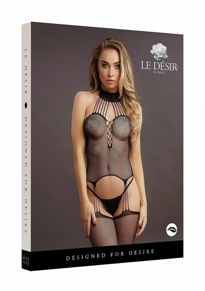 Le Desir Le Desir Suspender Fishnet Choker Bodystocking Bodystockings Playsuits