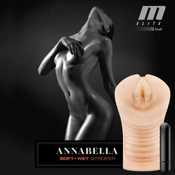 Male Sex Toys Blush Novelties M Elite Soft and Wet Annabella Flesh Vibrating Vagina Stroker
