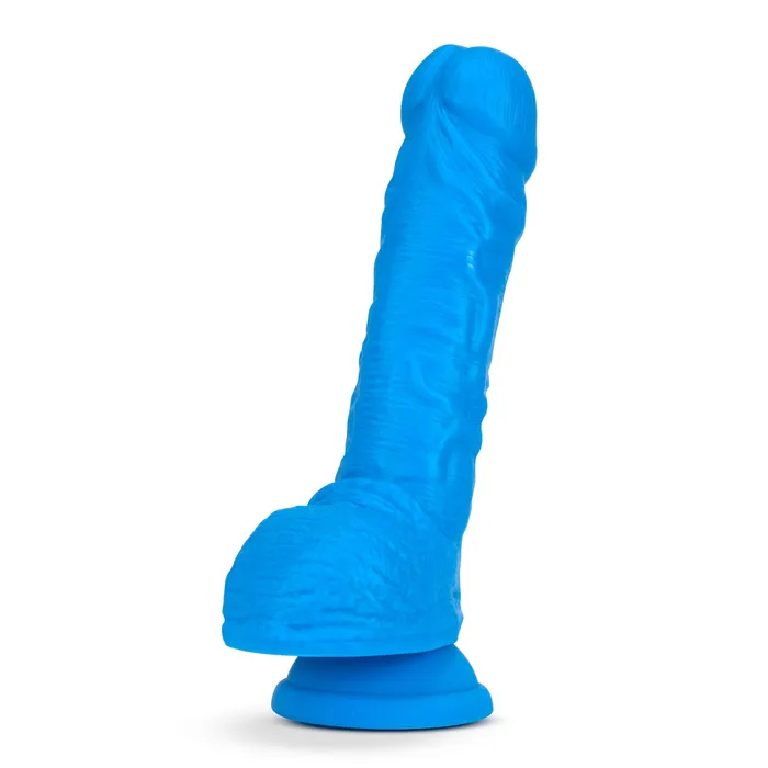 Female Sex Toys Blush Novelties Neo Elite 9 Inch Silicone Dual Density Cock With Balls Blue